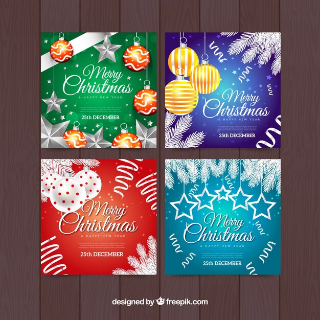 Colorido conjunto de tarjetas de felicitación