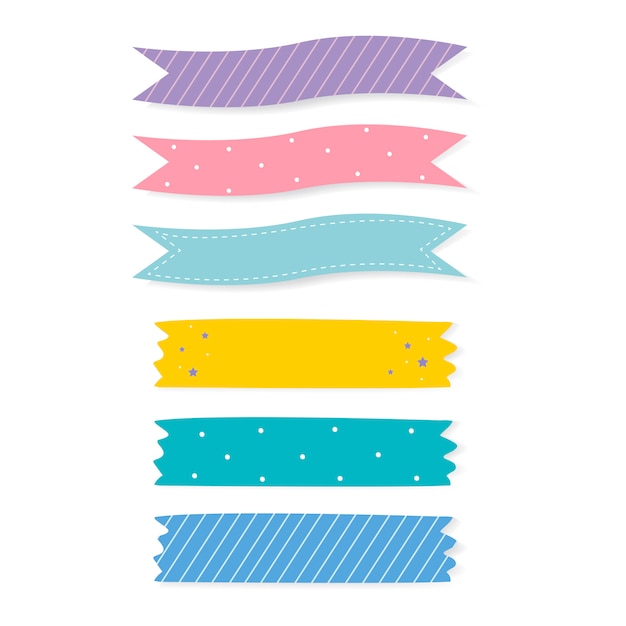 Colorido conjunto de vectores de cinta adhesiva estampada
