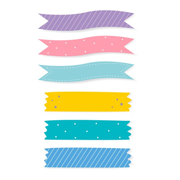 Colorido conjunto de vectores de cinta adhesiva estampada