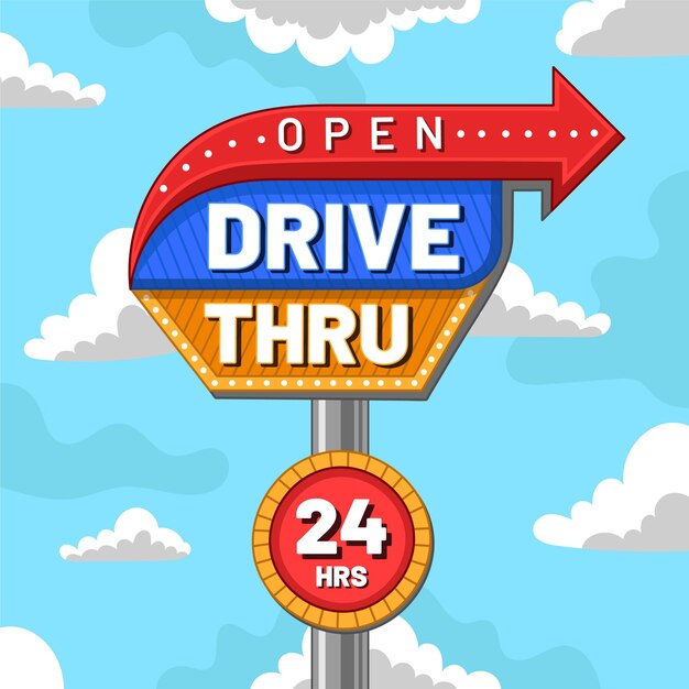Colorido creativo drive thru sign