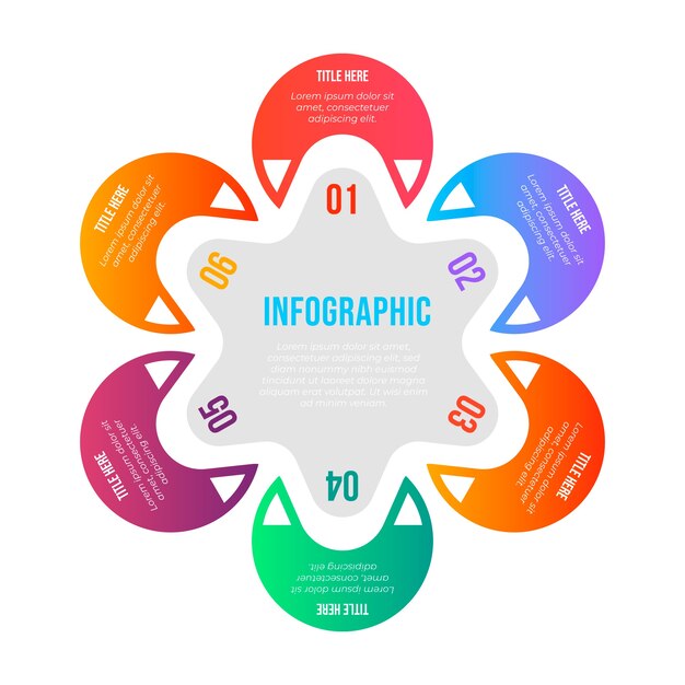 Colorido degradado infográfico como una flor