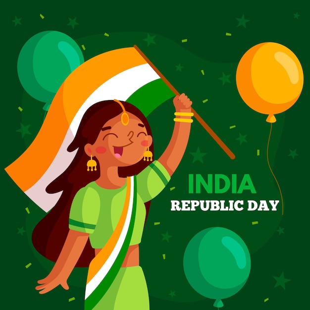 Vector gratuito colorido día de la república india en diseño plano