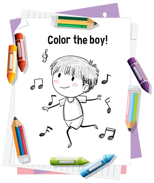 El colorido dibujado de un niño alegre