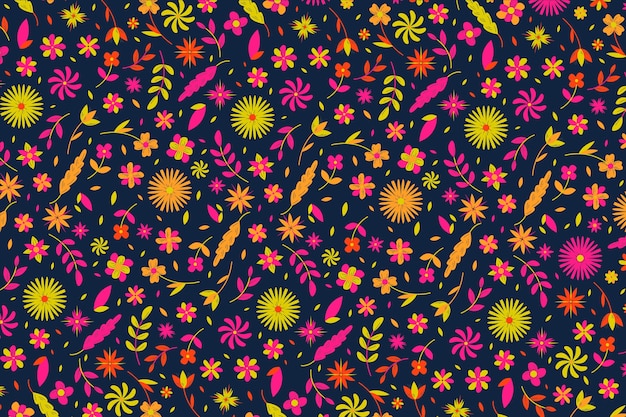 Colorido diseño floral ditsy para papel tapiz