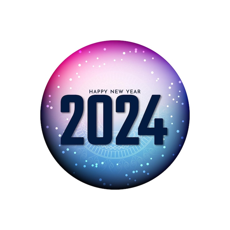 Vector gratuito colorido feliz año nuevo 2024 vector de diseño de fondo de saludos modernos