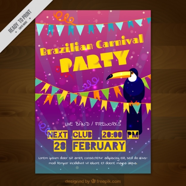 Vector gratuito colorido folleto de carnaval brasileño