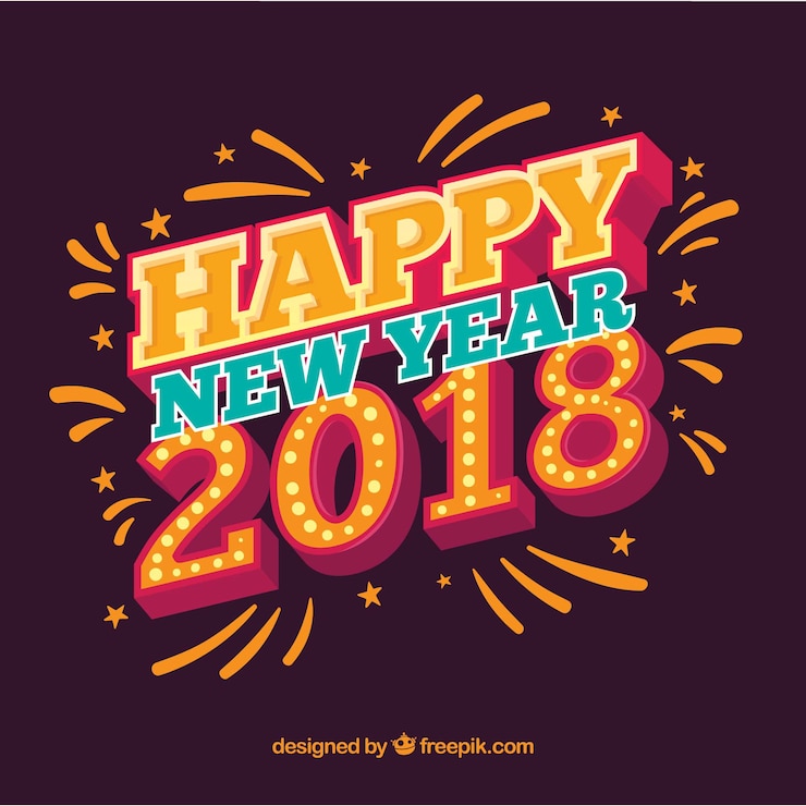 Vector gratuito colorido fondo de año nuevo 2018 con confeti