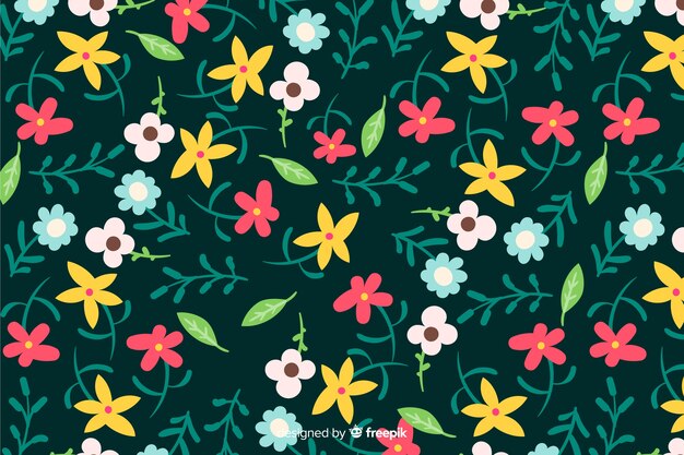 Colorido fondo con bonitas flores y diseño floral