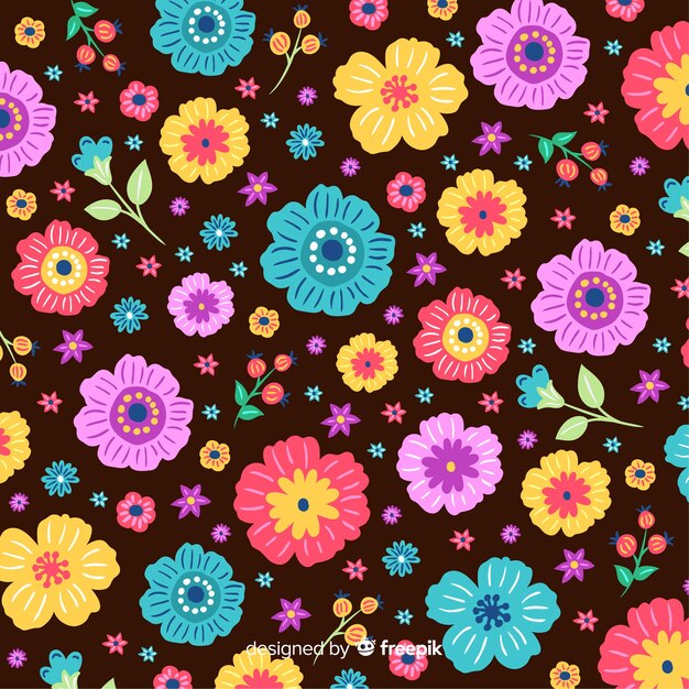 Colorido fondo con bonitas flores y diseño floral
