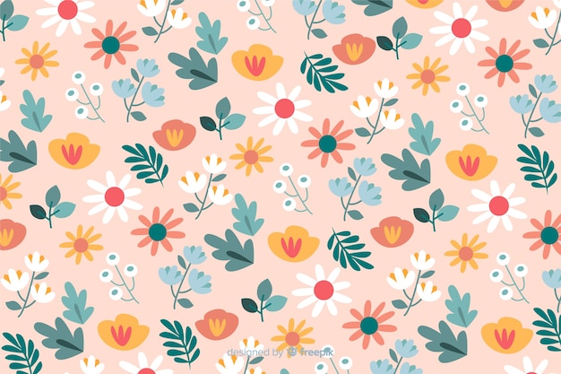 Vector gratuito colorido fondo con bonitas flores y diseño floral