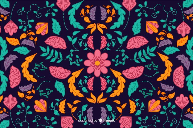 El colorido fondo de bordado mexicano