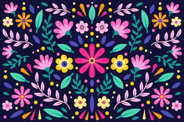 Vector gratuito colorido fondo mexicano floral