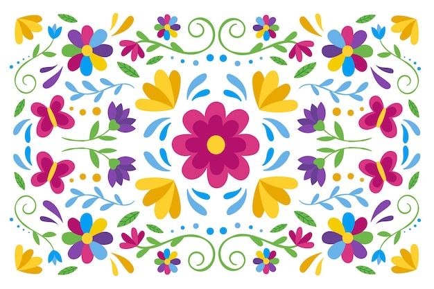 Vector gratuito colorido fondo mexicano con flores