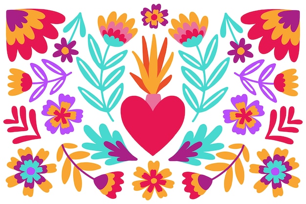 Vector gratuito colorido fondo mexicano con flores