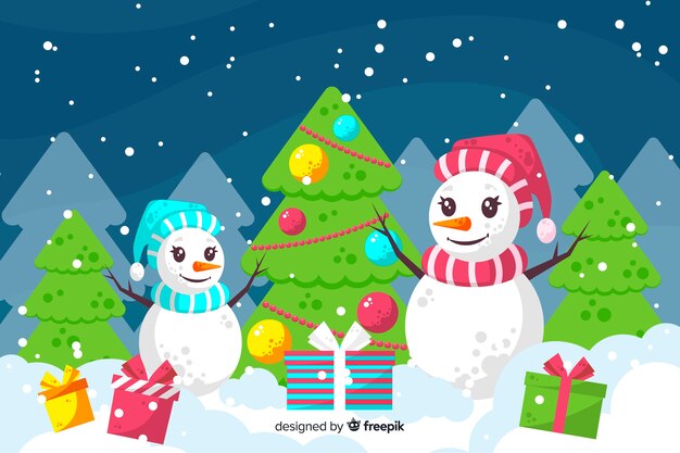 Colorido fondo de navidad en diseño plano