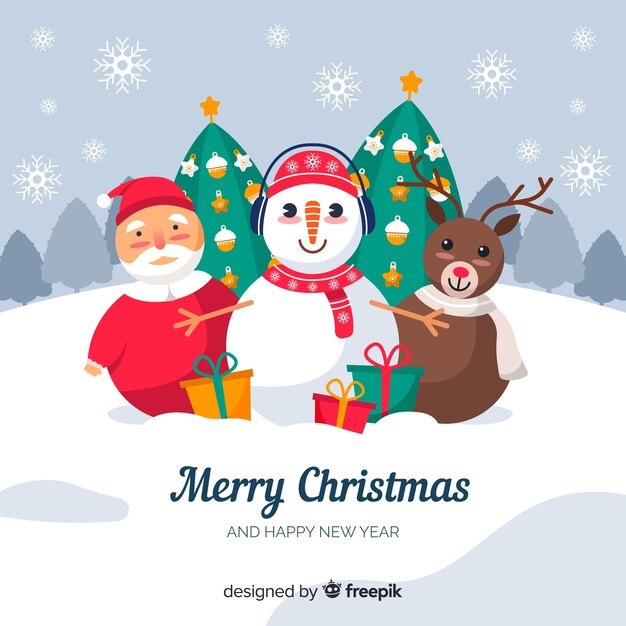 Colorido fondo de navidad en diseño plano