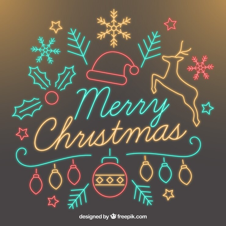 Vector gratuito colorido fondo de navidad en neón