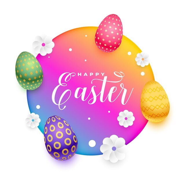 Colorido fondo de pascua realista con huevos y flores