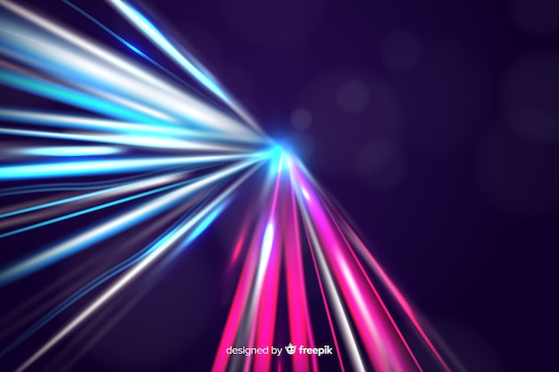 El colorido fondo de la pista de luz de neón