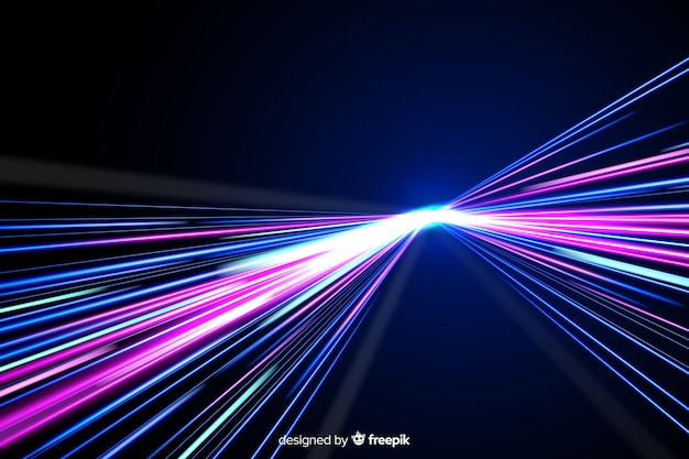 El colorido fondo de la pista de luz de neón