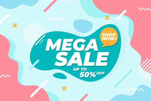 Colorido fondo de ventas con mega venta