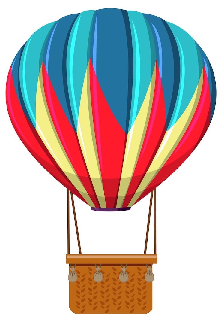 Vector gratuito el colorido globo de aire caliente en el cielo