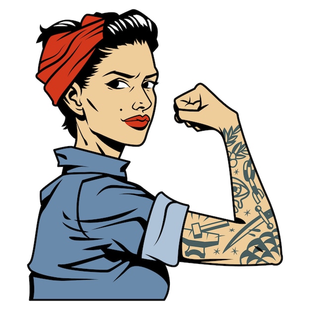 Colorido hermoso fuerte pin up girl