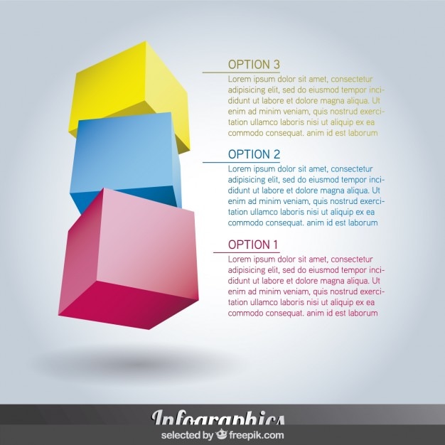 Colorido infografía con cubos