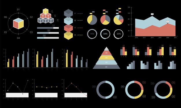 Colorido infografía gráficos y diagramas ilustración