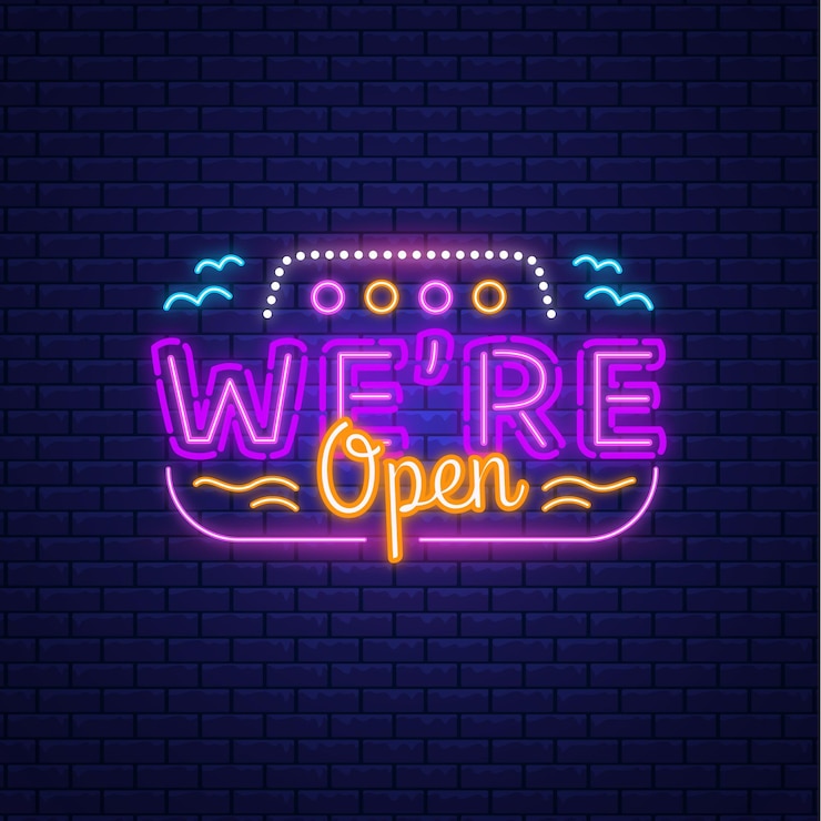 Vector gratuito colorido letrero de neón 'estamos abiertos'
