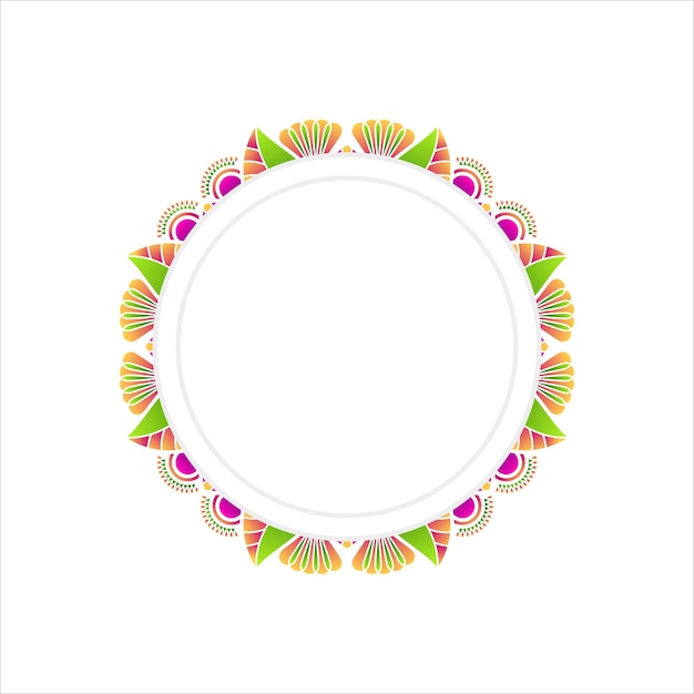 Un colorido marco de mandala floral con hojas