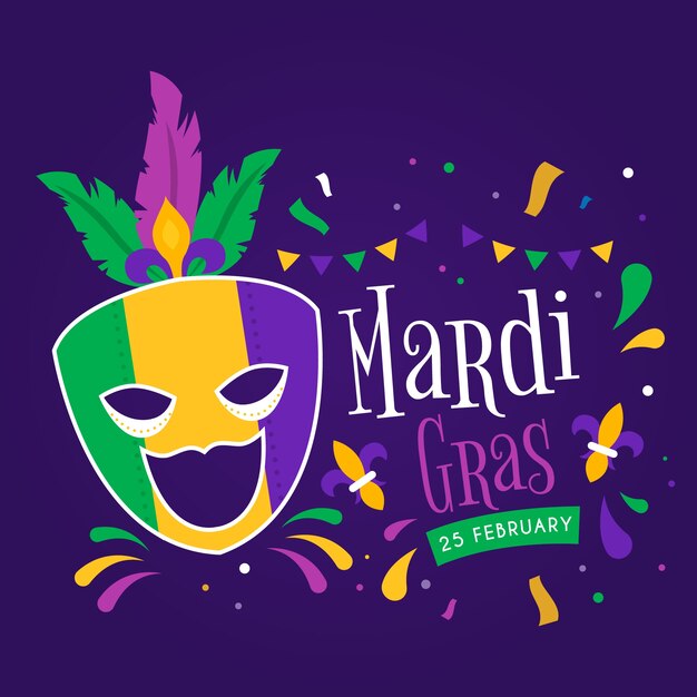Colorido mardi gras en diseño plano