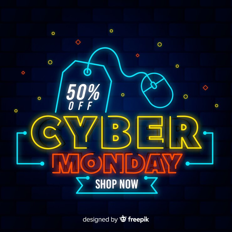 Vector gratuito colorido neón cyber lunes