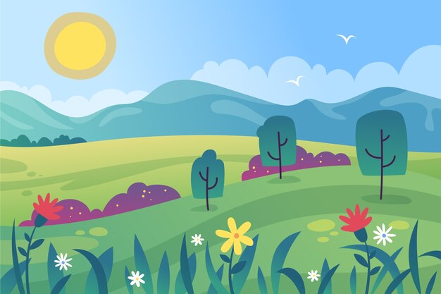 Colorido paisaje de primavera degradado