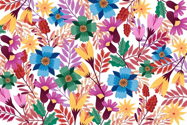 Colorido papel tapiz floral exótico