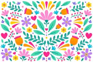 Vector gratuito colorido papel tapiz floral mexicano