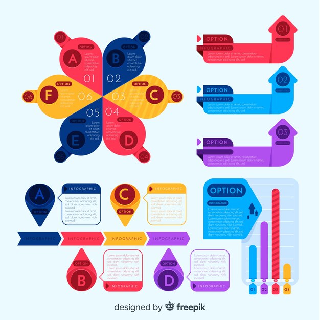 Colorido paquete de elementos de infografía