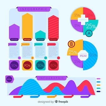 Colorido paquete de elementos de infografía