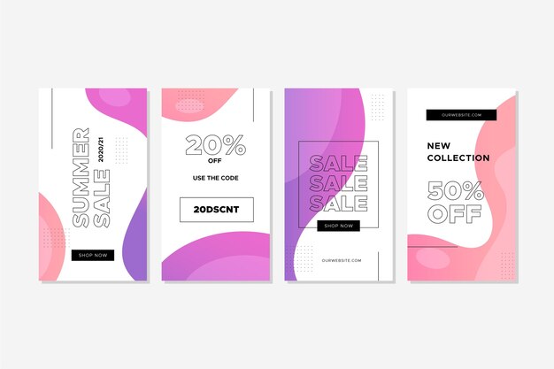 Colorido paquete de historias de rebajas de moda