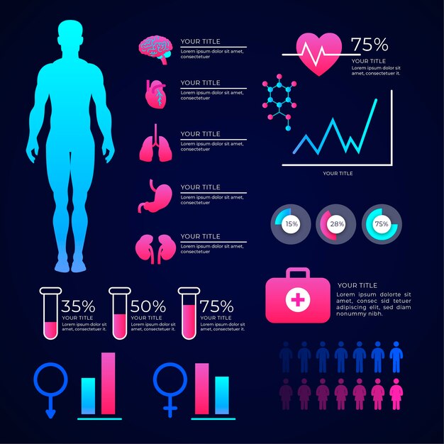 Colorido paquete de infografía médica