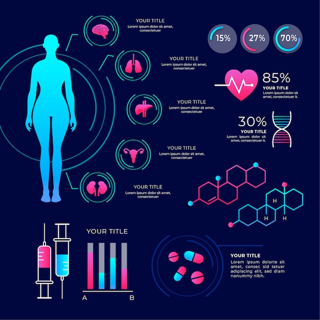 Colorido paquete de infografía médica