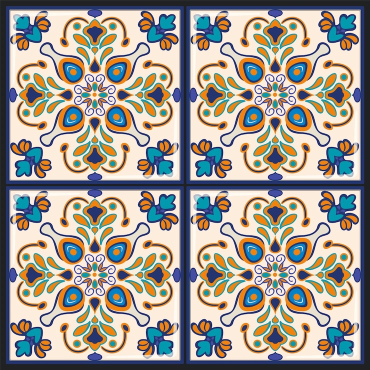 Vector gratuito el colorido patrón de los azulejos mexicanos