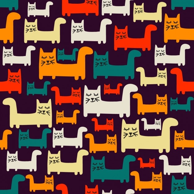 Vector gratuito colorido patrón con gatos