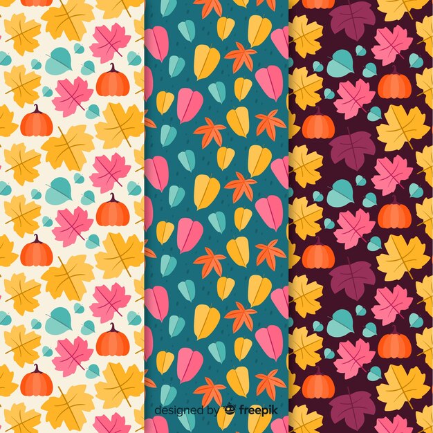 Colorido patrón de otoño colección diseño plano