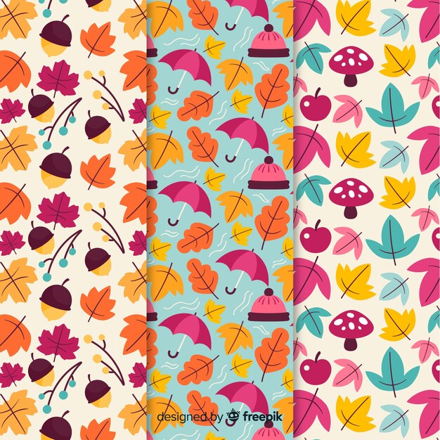 Colorido patrón de otoño colección diseño plano