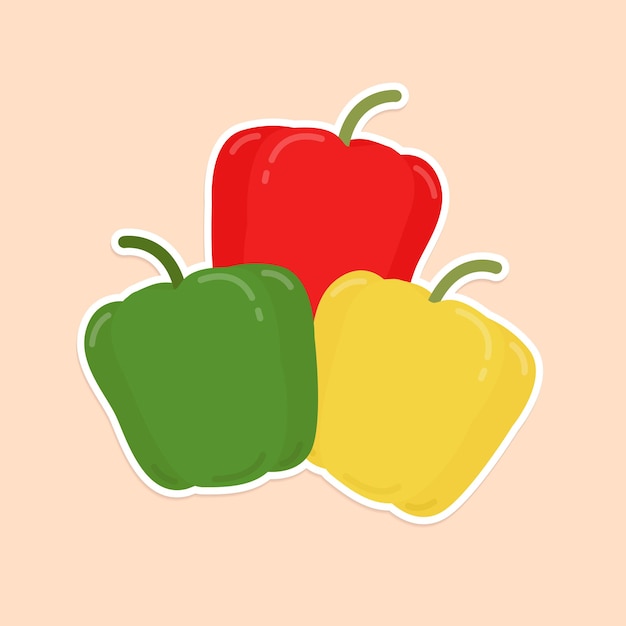 Colorido, pimiento, alimento, pegatina clipart