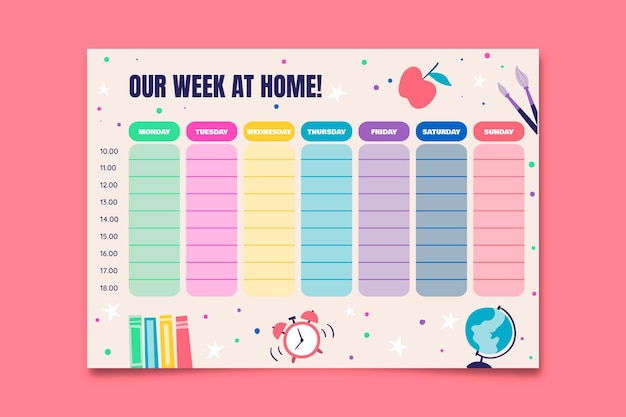 Vector gratuito colorido planificador general de tareas domésticas semanales
