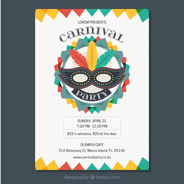 Vector gratuito colorido plantilla de flyer de carnaval