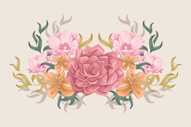 Vector gratuito colorido ramo floral vintage