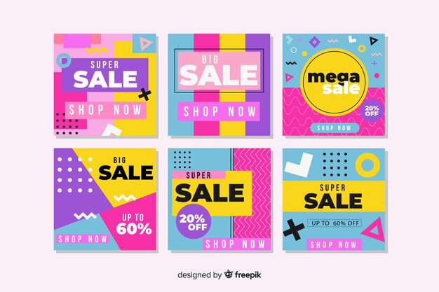 Colorido resumen venta instagram post set con foto